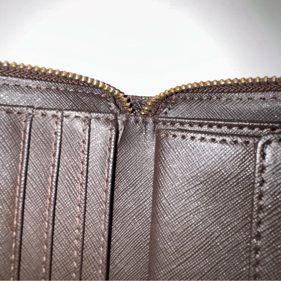 Michael Kors Brown Logo Zip Around Leather Wallet - Picture 6 of 8
